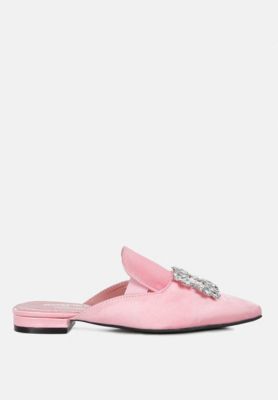 PERRINE Womens Diamante Brooch Slip On Mules