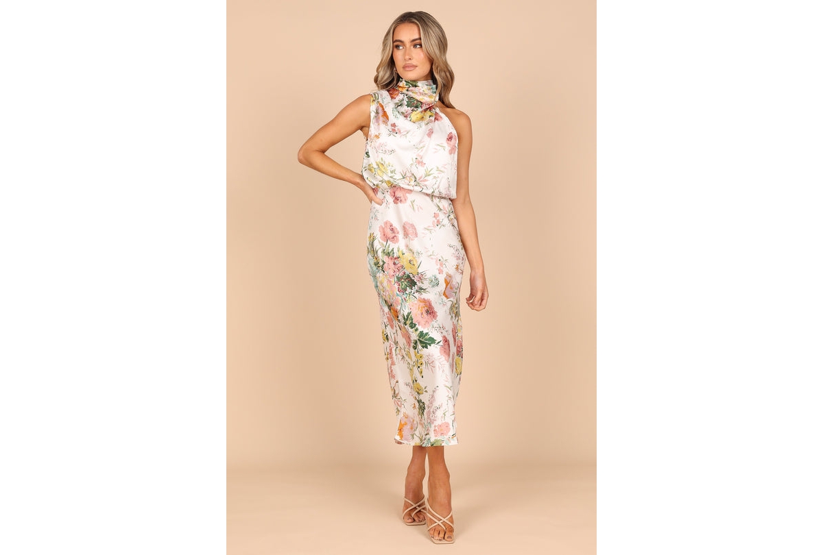 Shop Petal And Pup Women's  Womens Anabelle Halter Neck Dress In White Floral