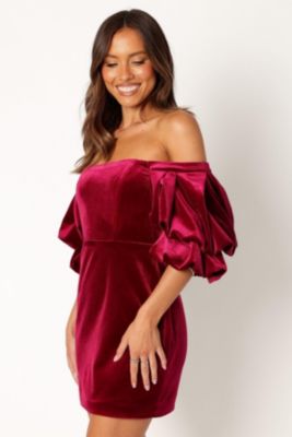 Womens Dali Off Shoulder Velvet Mini Dress