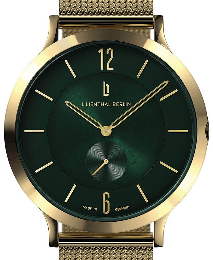 Lilienthal Berlin Men's The Classic Gold Green GoldTone Stainless Steel Mesh Watch 42mm Macy's