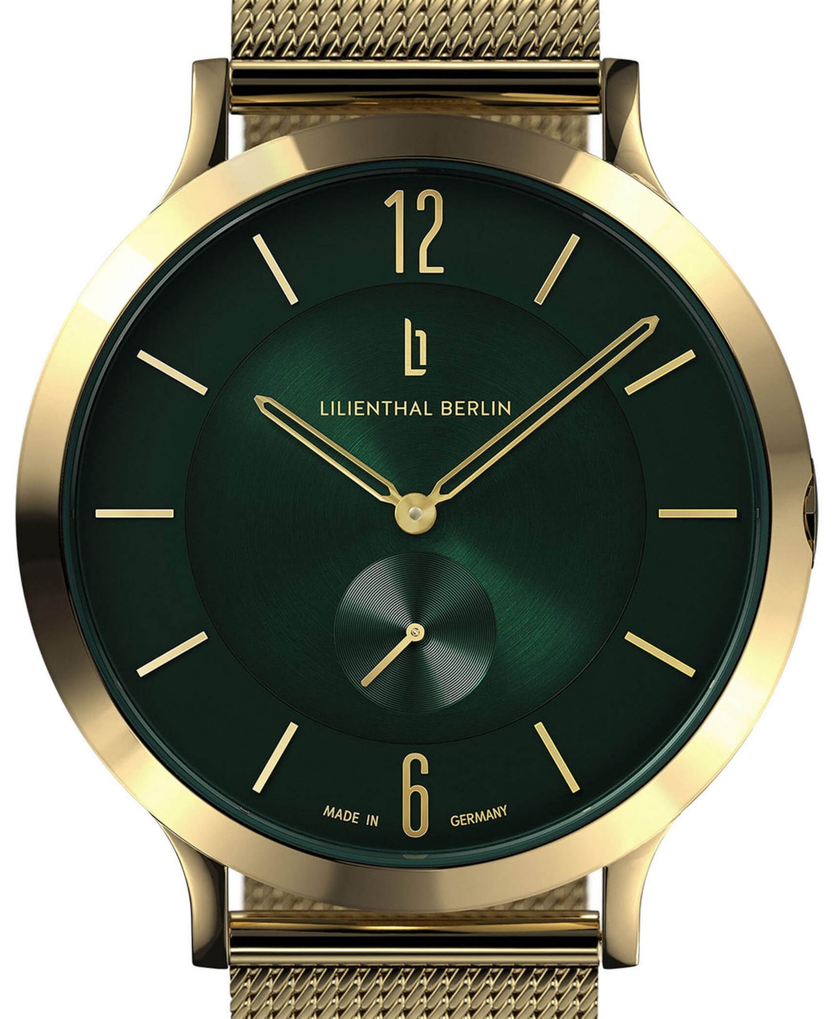 Shop Lilienthal Berlin Men's The Classic Gold Green Gold-tone Stainless Steel Mesh Watch 42mm