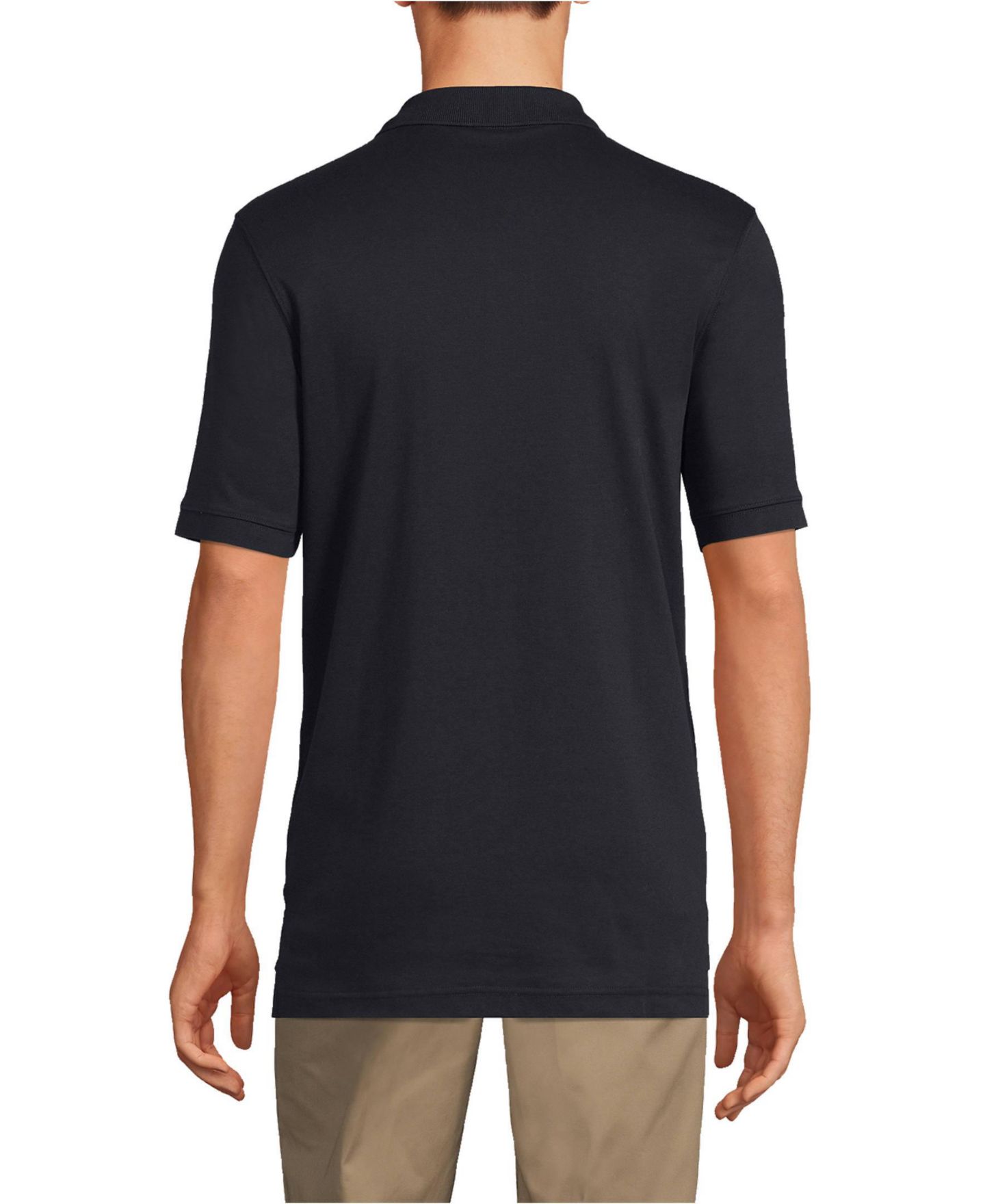 Мужское поло Lands' End School Uniform Short Sleeve Interlock Polo Shirt, цвет: Чёрный — фото 2