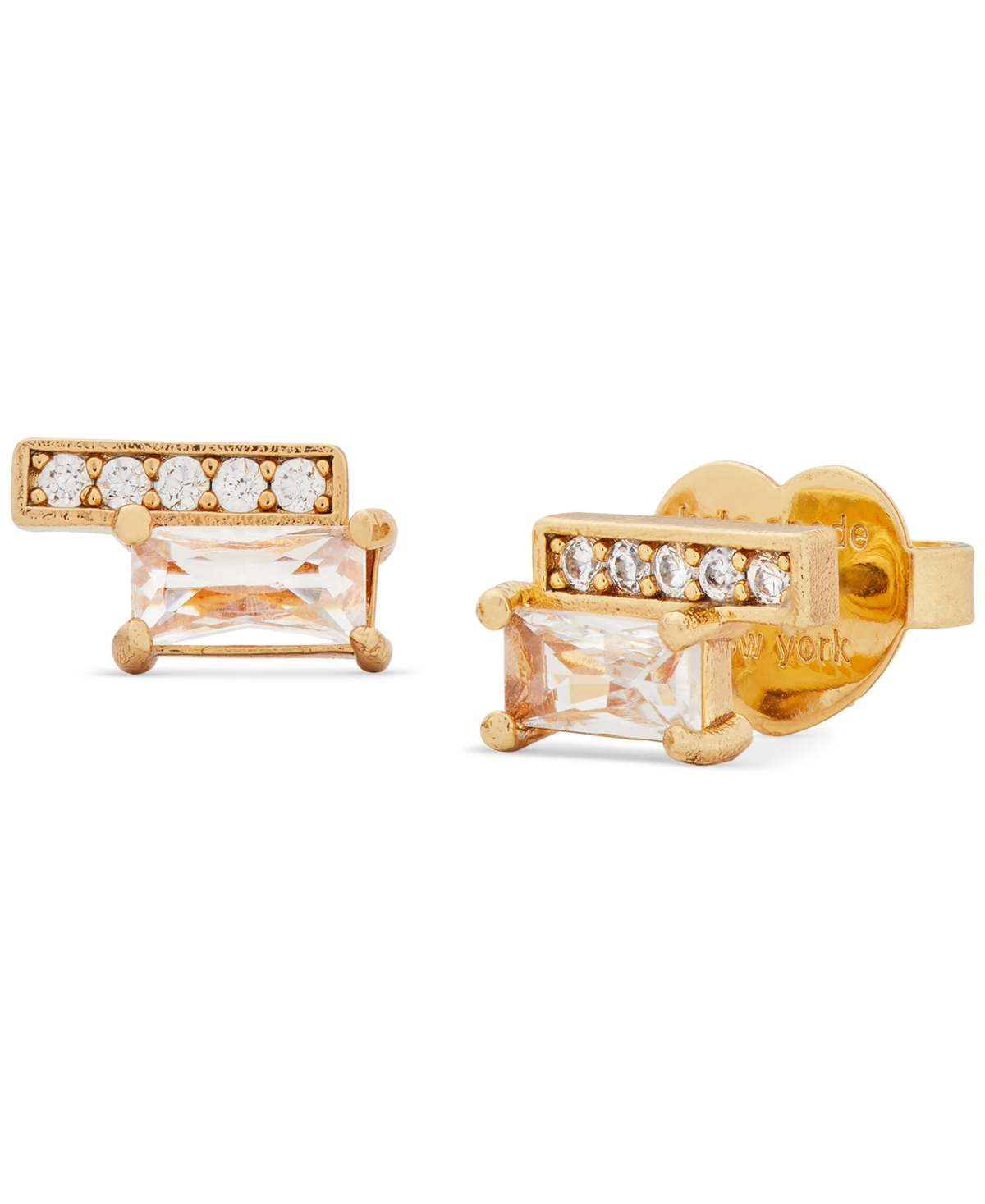 Kate Spade Pave & Baguette Crystal Stud Earrings In Clear,gold.