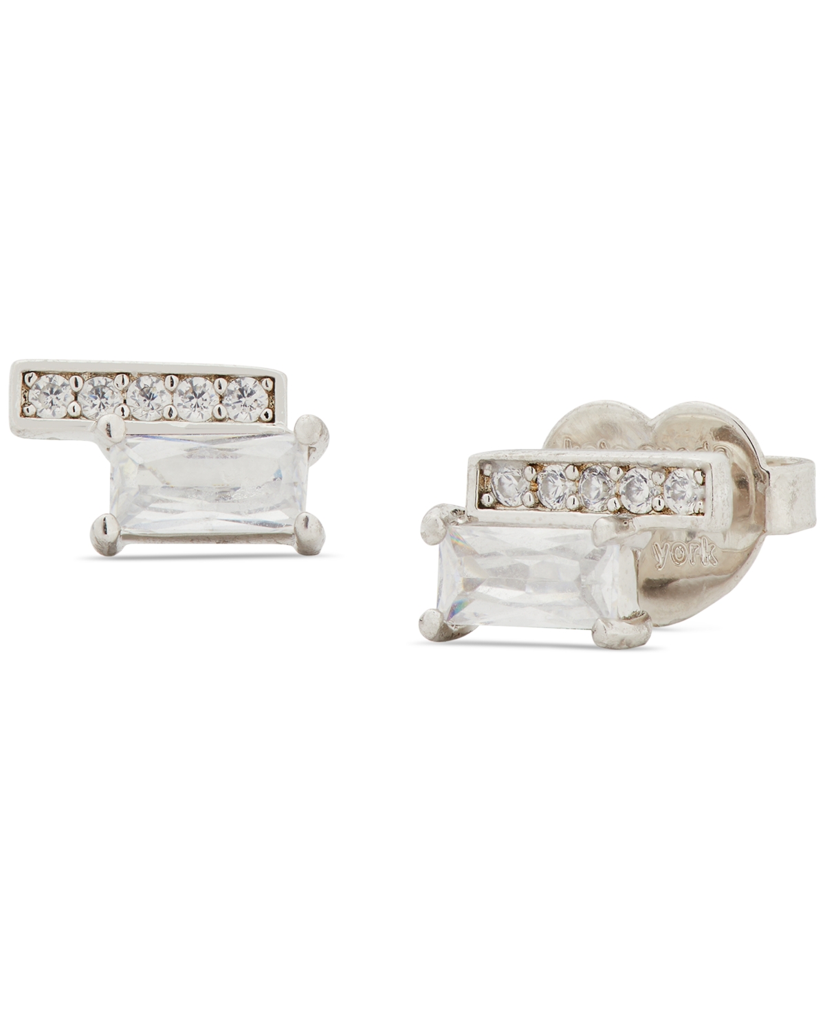 Kate Spade Pave & Baguette Crystal Stud Earrings In Clear,silv