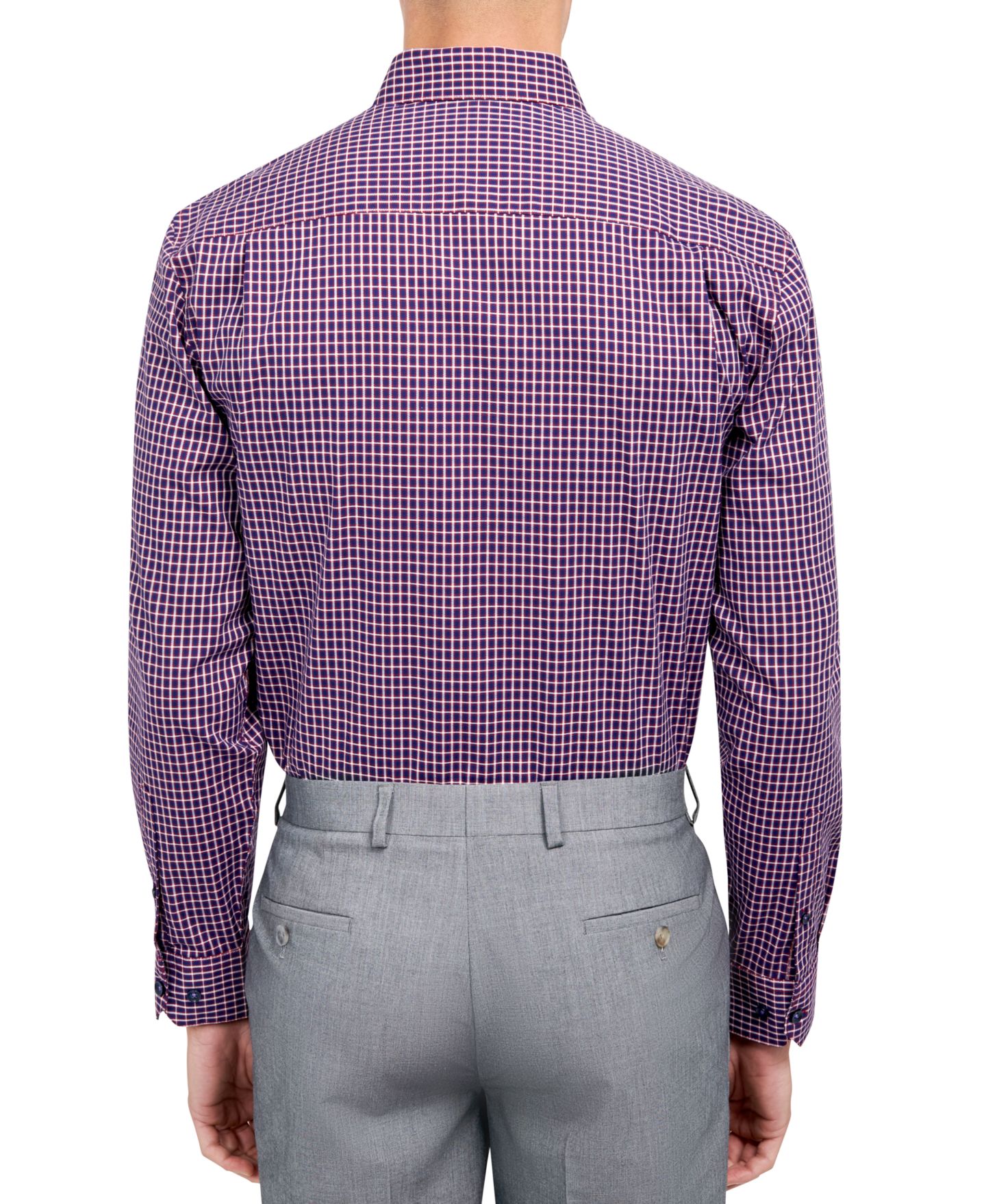 Мужская рубашка MICHELSONS OF LONDON Micelsons of London Regular-Fit Twill Check Dress Shirt, цвет: Тёмно-синий / Красный — фото 2