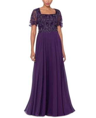 XSCAPE - Women's Bead Embellished Short Sleeve Gown
