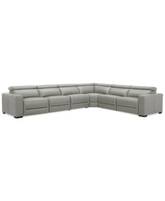 Nevio 157" 6-Pc. Leather Sectional with 2 Power Recliners and Headrests