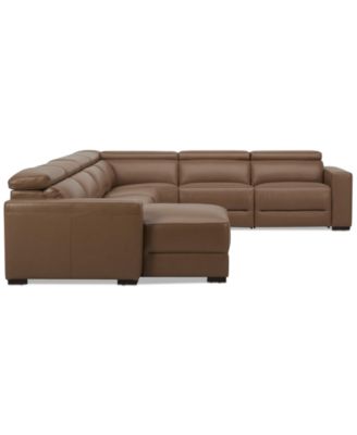 Nevio 157" 6-Pc. Leather Sectional with 1 Power Recliner, Headrests and Chaise, Created For Macy's