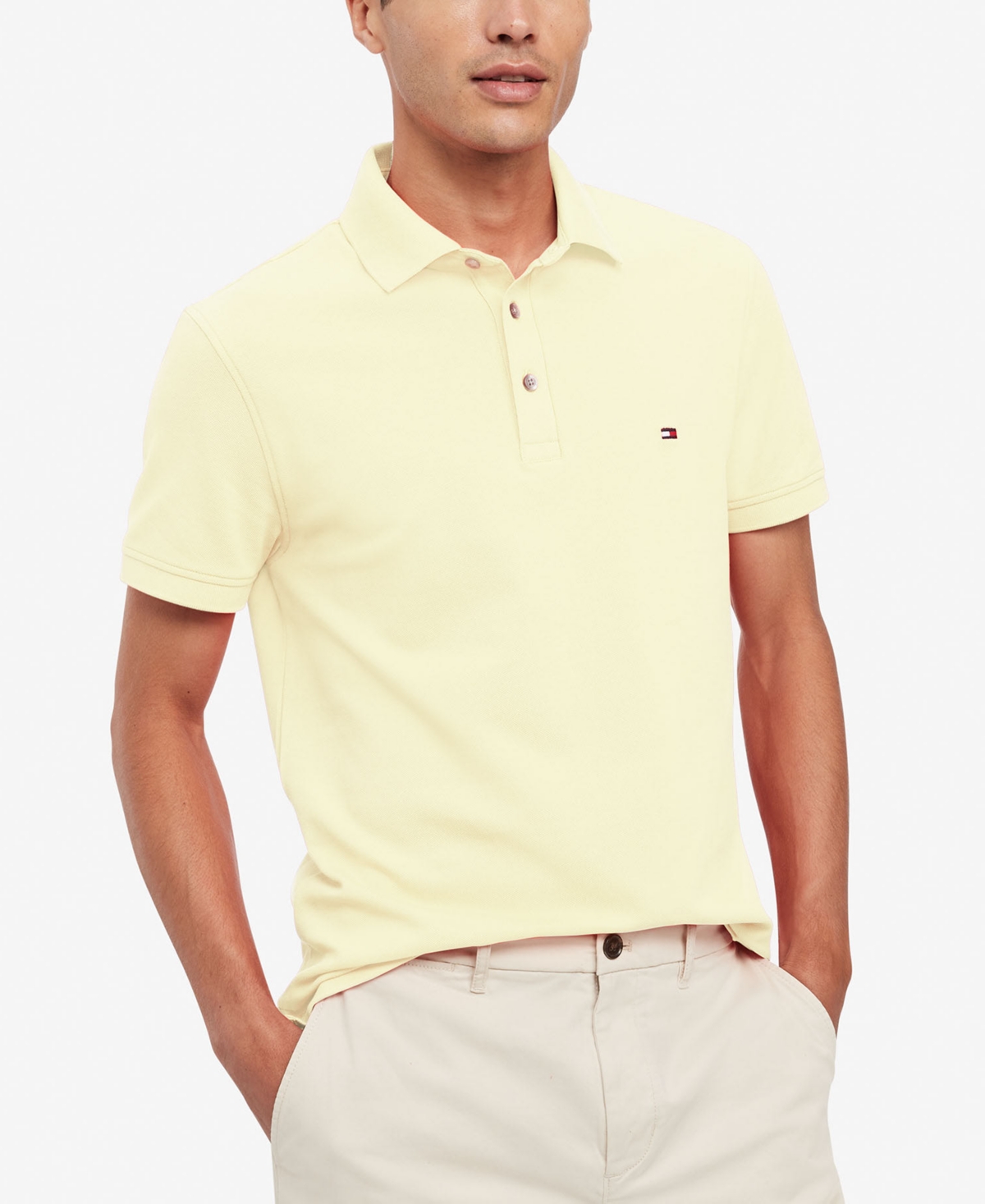 Shop Tommy Hilfiger Men's 1985 Slim Fit Polo Shirt In Yellow Tulip