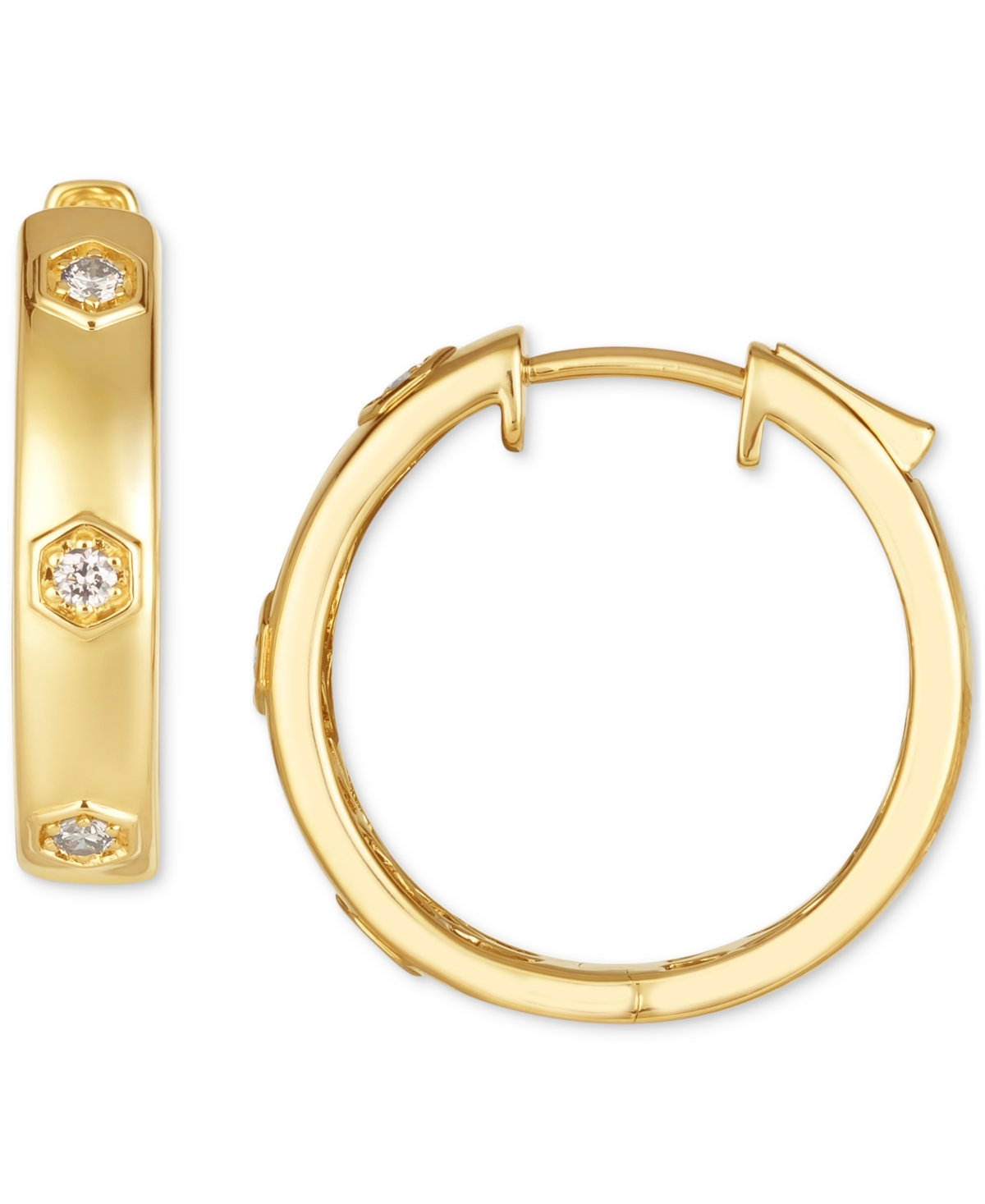 Le Vian Anywear Everywear Nude Diamond Small Hoop Earrings (1/6 ct. t.w.) in 14k Gold, (Also Available in Rose Gold or White Gold) - 14K Honey G