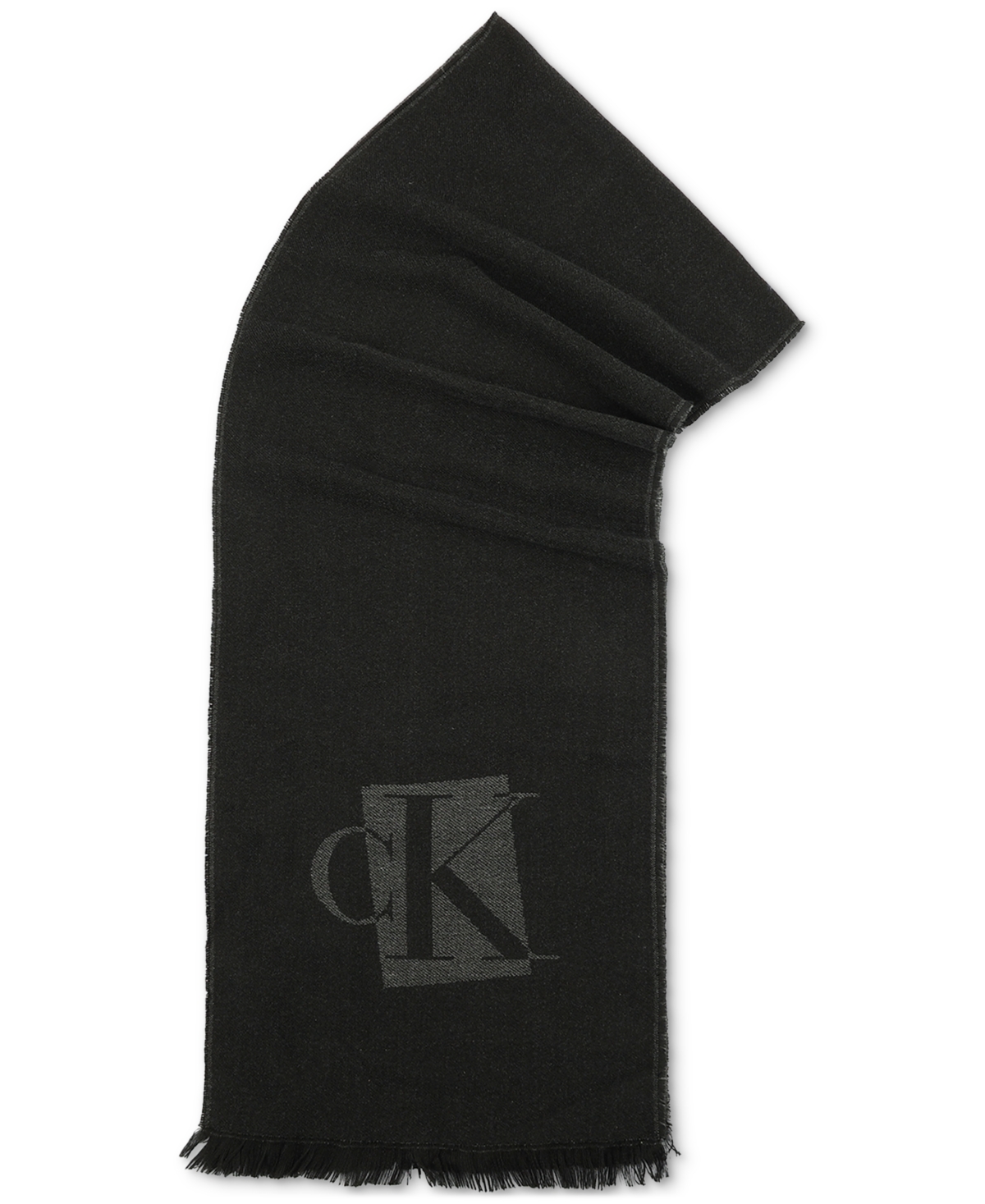 Shop Calvin Klein Men's Inverse Ck Logo Yarn Dye Scarf In Black Medium Grey