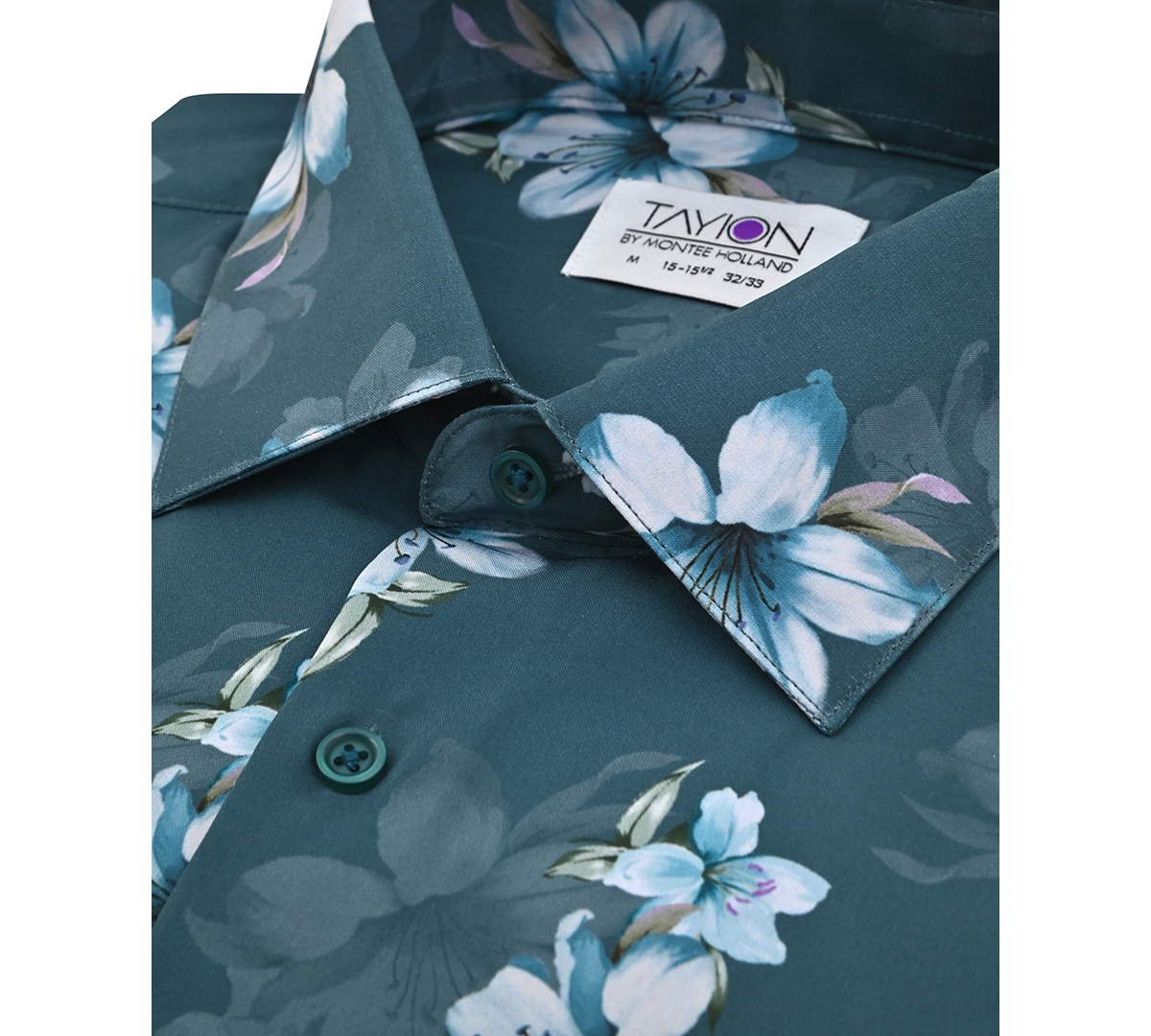 Tayion Collection Men's Slim-Fit Mini-Floral Dress Shirt