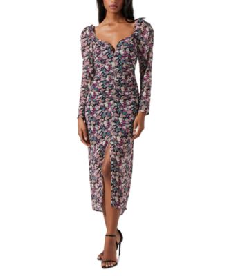 ASTR the Label Women's Jamila Printed Sweetheart-Neck Dress - Macy's