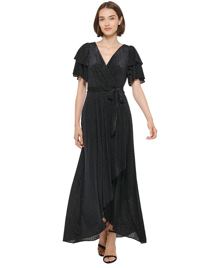 DKNY Women s Velvet Burnout Flutter Sleeve Gown Macy s