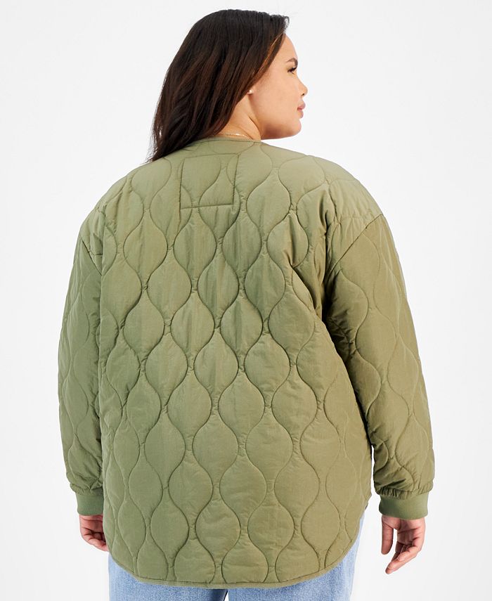 And Now This Plus Size Reversible Collarless Quilted Jacket - Macy's