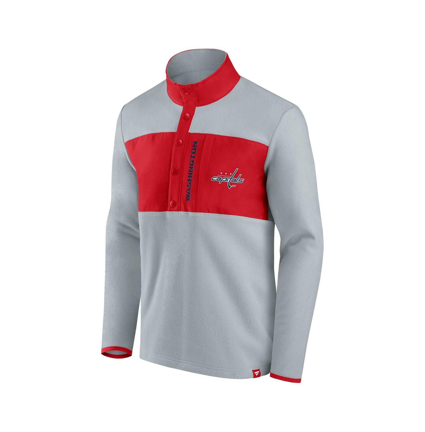 Мужская куртка Fanatics Gray, Red Washington Capitals Omni Polar Fleece Quarter-Snap — фото 2