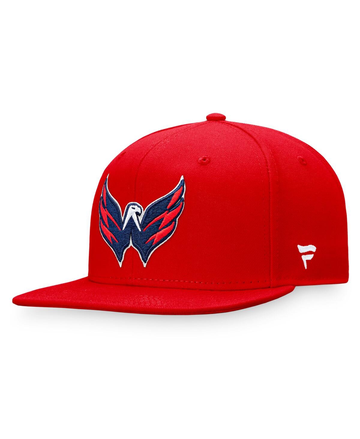 Shop Fanatics Men's  Red Washington Capitals Core Primary Logo Fitted Hat