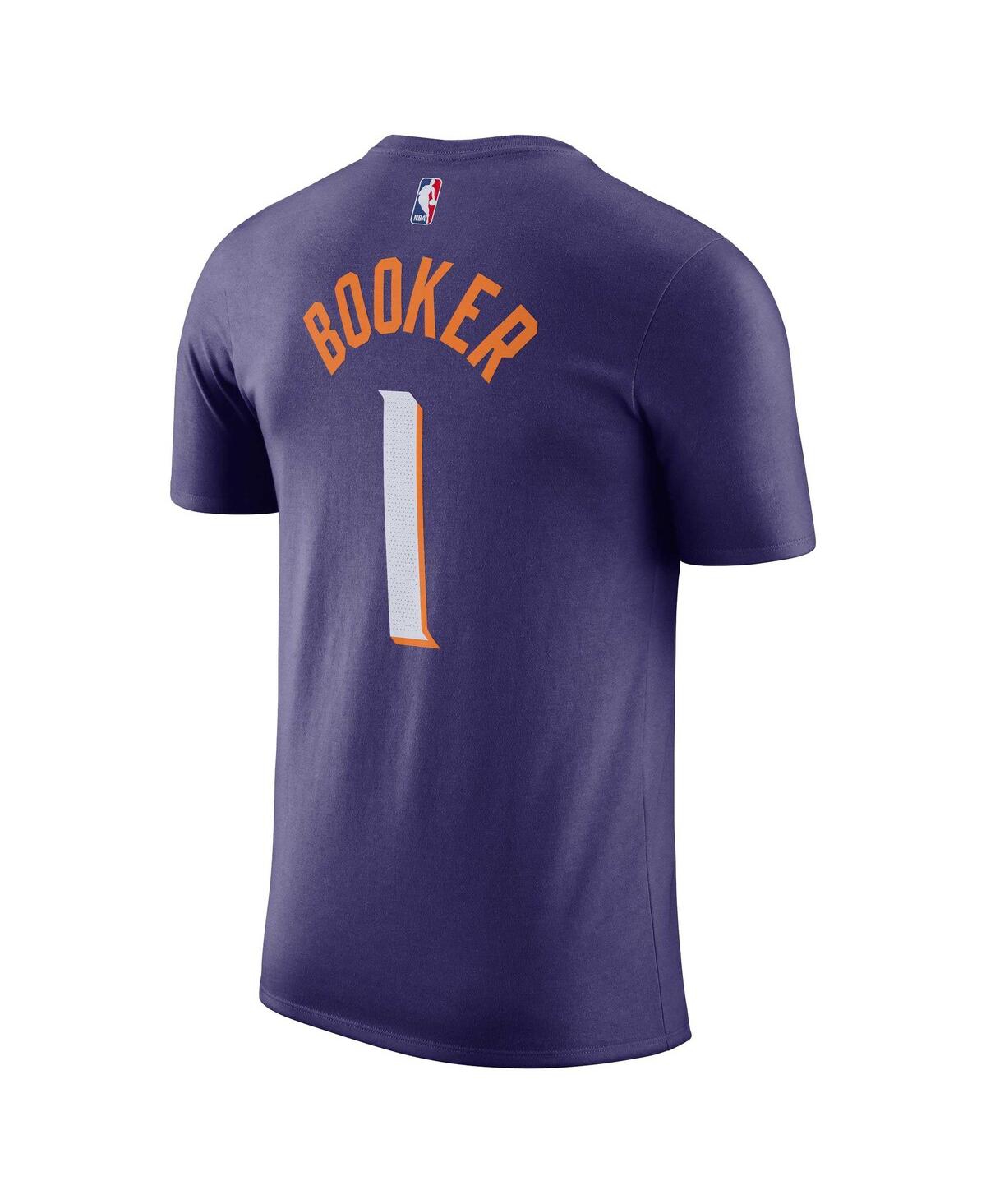 Shop Nike Men's  Devin Booker Purple Phoenix Suns Icon Edition Name And Number T-shirt