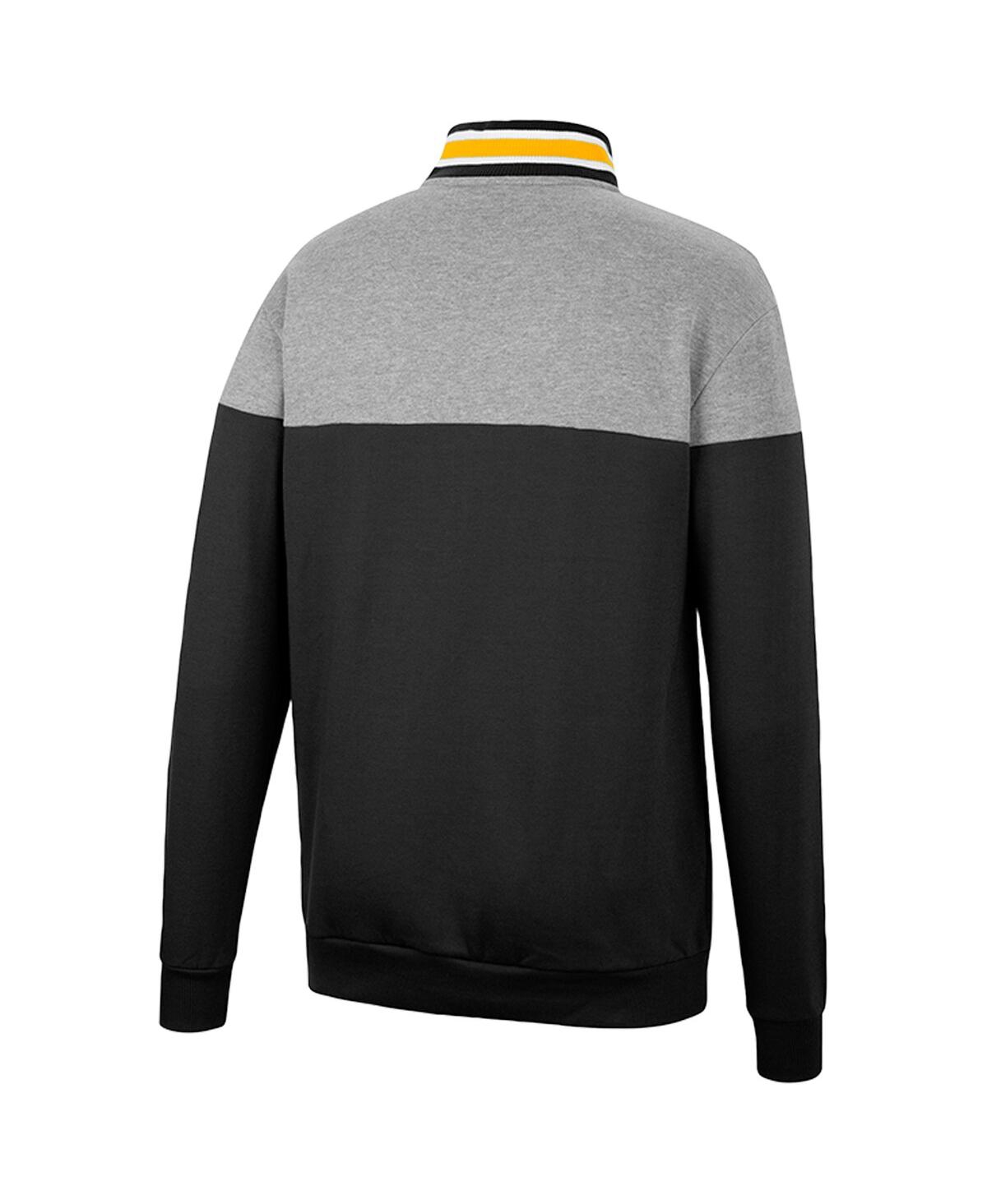 Colosseum Men's  Black, Heather Gray Iowa Hawkeyes Be The Ball Quarter-zip Top In Black,heather Gray