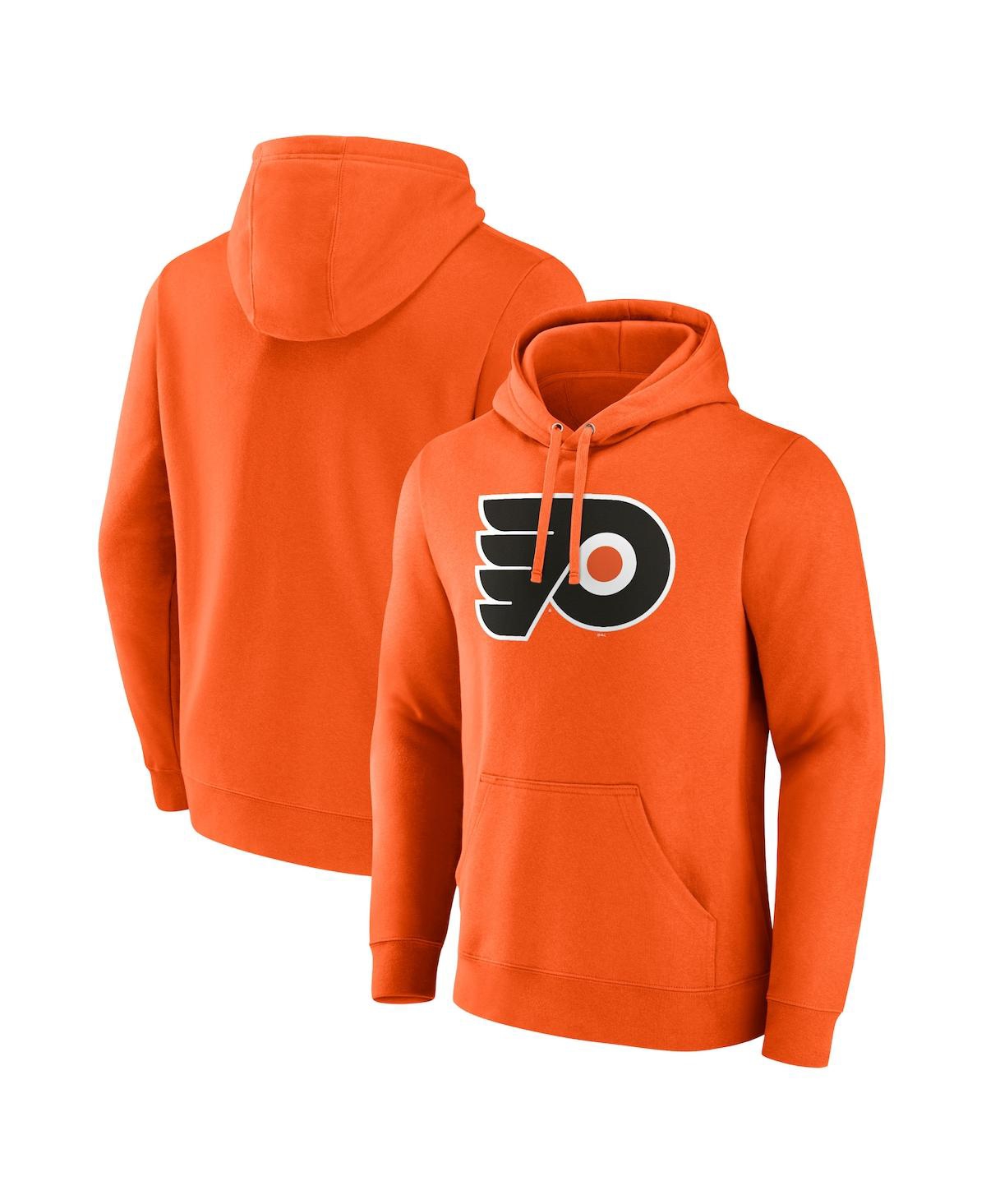 Shop Fanatics Men's  Orange Philadelphia Flyers Primary Team Logo Pullover Hoodie
