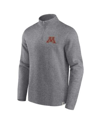 Men's Heather Gray Distressed Minnesota Golden Gophers Vintage-Like Fleece Quarter-Zip Jacket