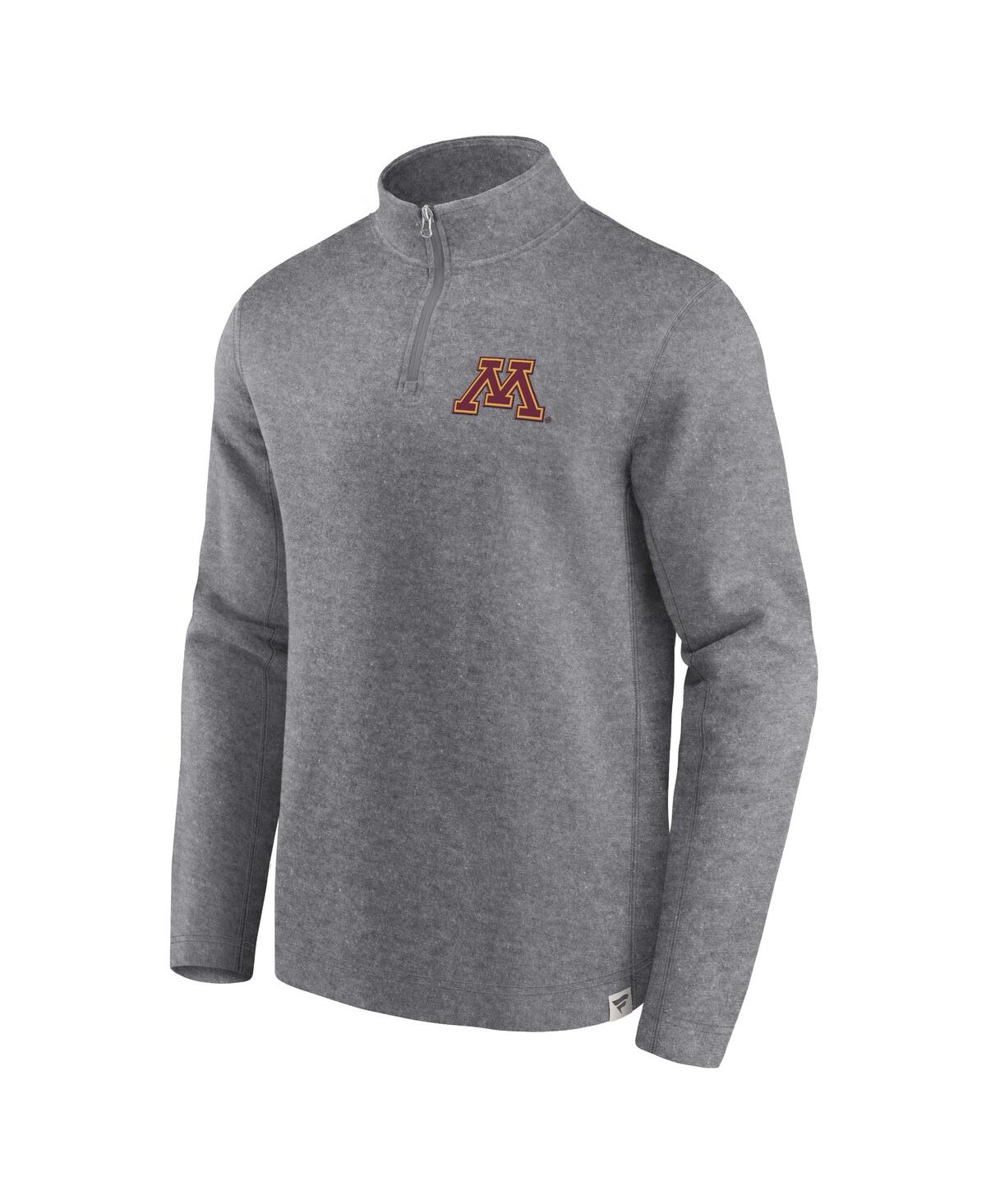 Men's FanaticsDistressed Minnesota Golden Gophers Vintage-Like Fleece Quarter-Zip Jacket - Heather Gray