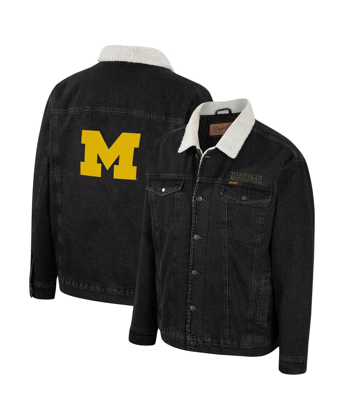 Men's Colosseum x Wrangler Charcoal Michigan Wolverines Western Button-Up Denim Jacket - Charcoal