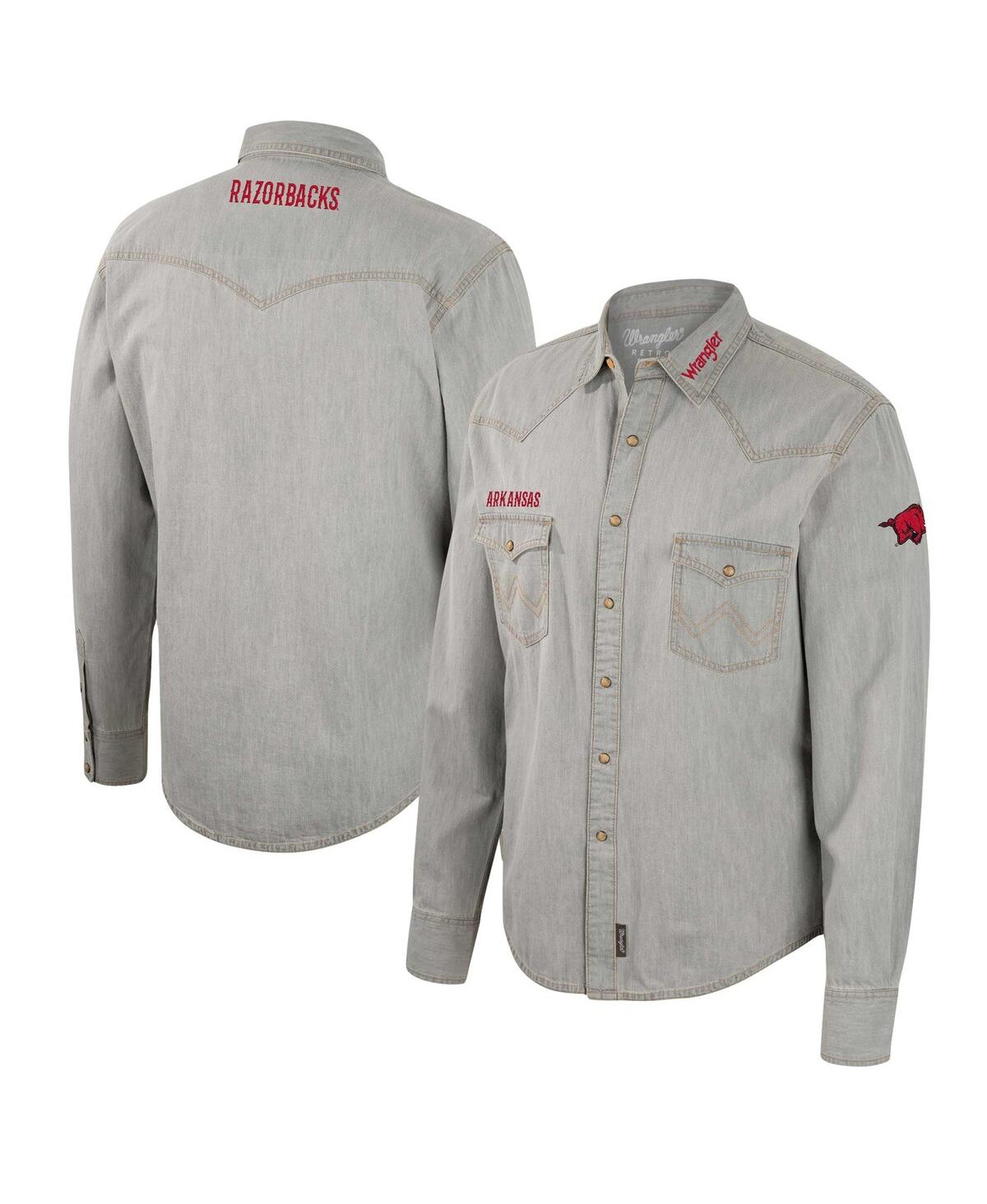 Colosseum Men's  X Wrangler Gray Arkansas Razorbacks Cowboy Cut Western Full-snap Long Sleeve Shirt
