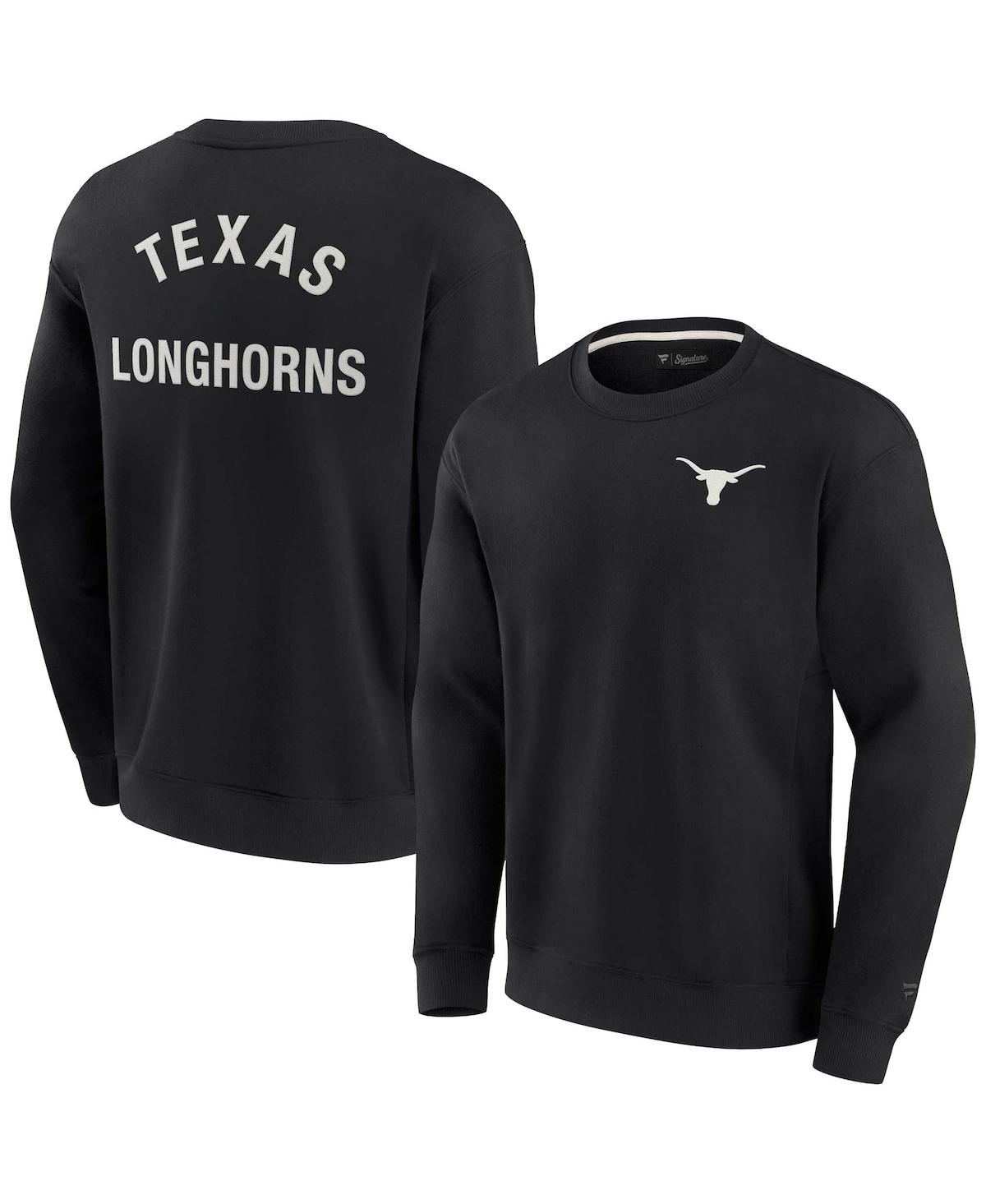 Shop Fanatics Signature Men's And Women's  Black Texas Longhorns Super Soft Pullover Crew Sweatshirt