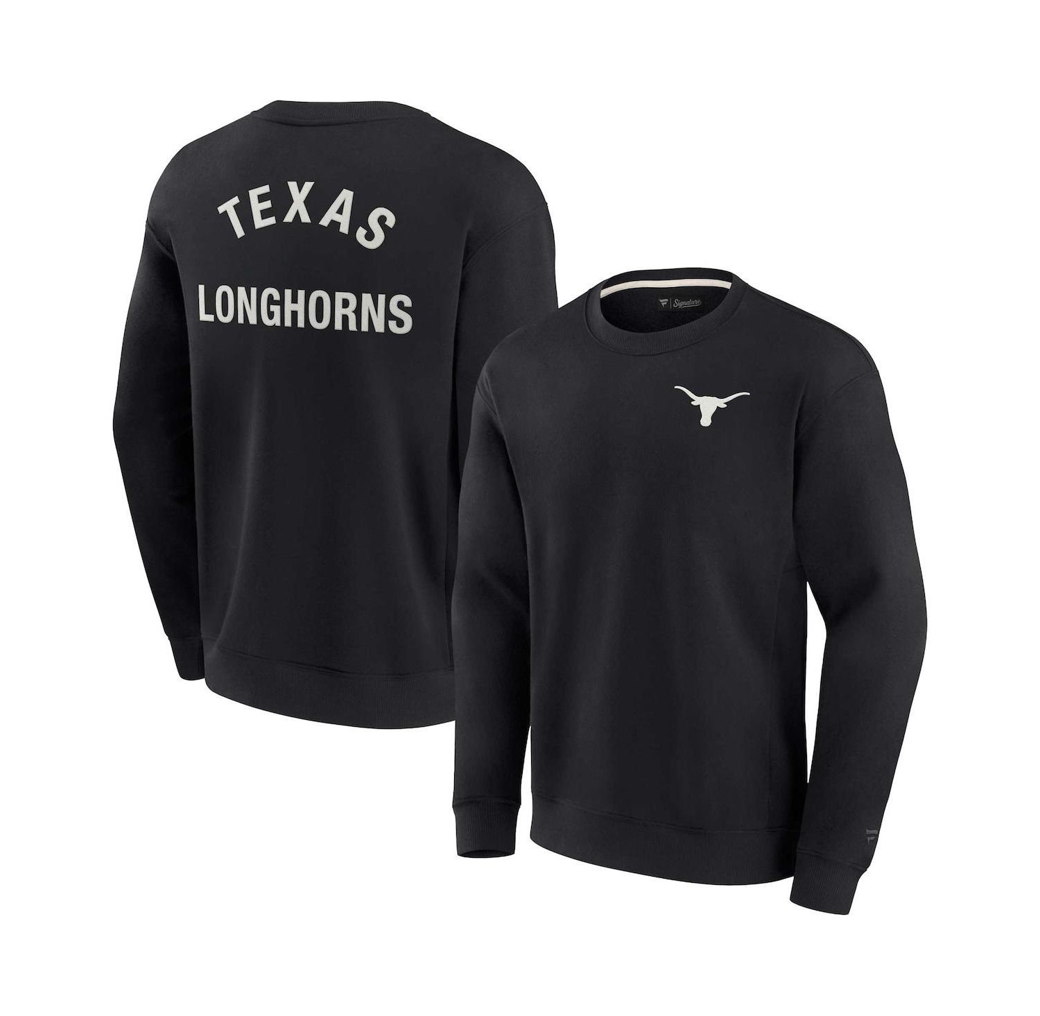 Men's and Women's Black Texas Longhorns Super Soft Pullover Crew Sweatshirt