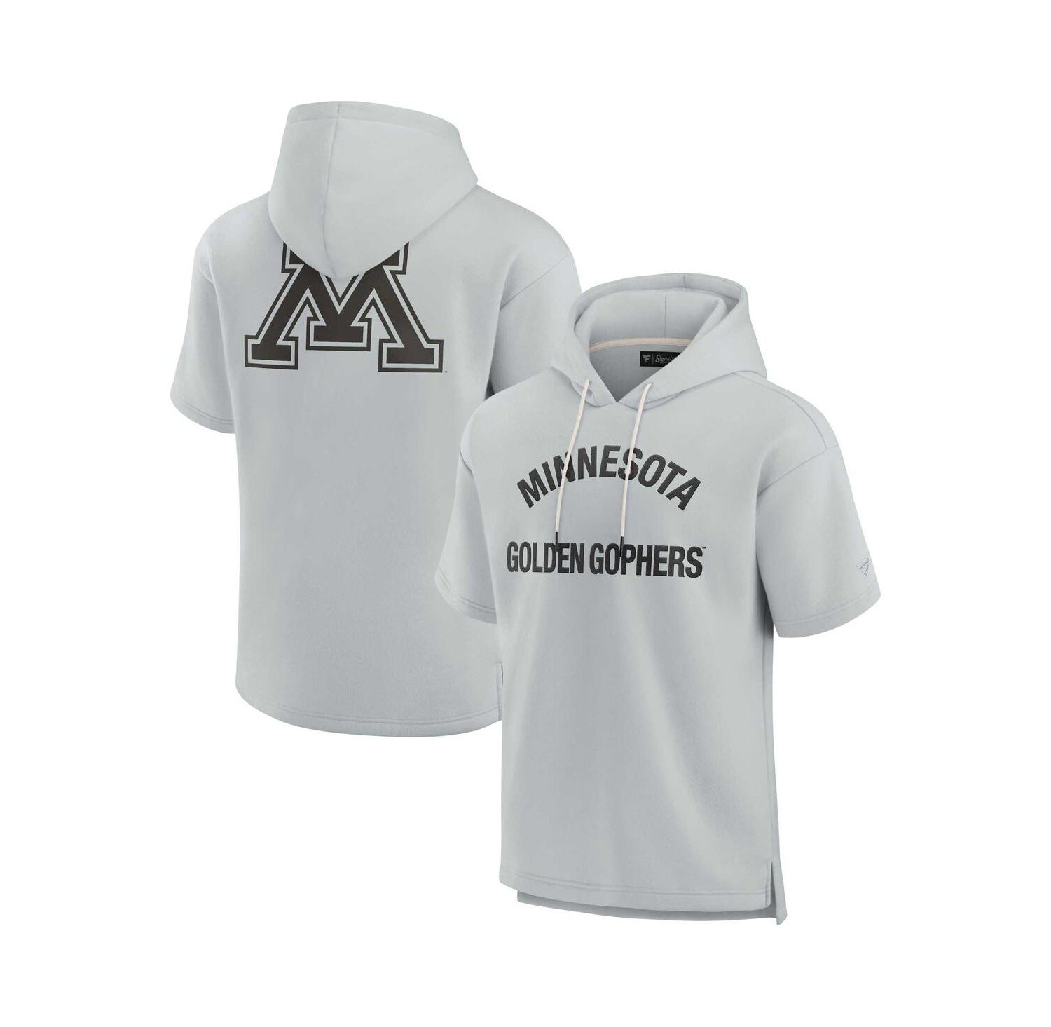 Men's and Women's Gray Minnesota Golden Gophers Super Soft Fleece Short Sleeve Pullover Hoodie