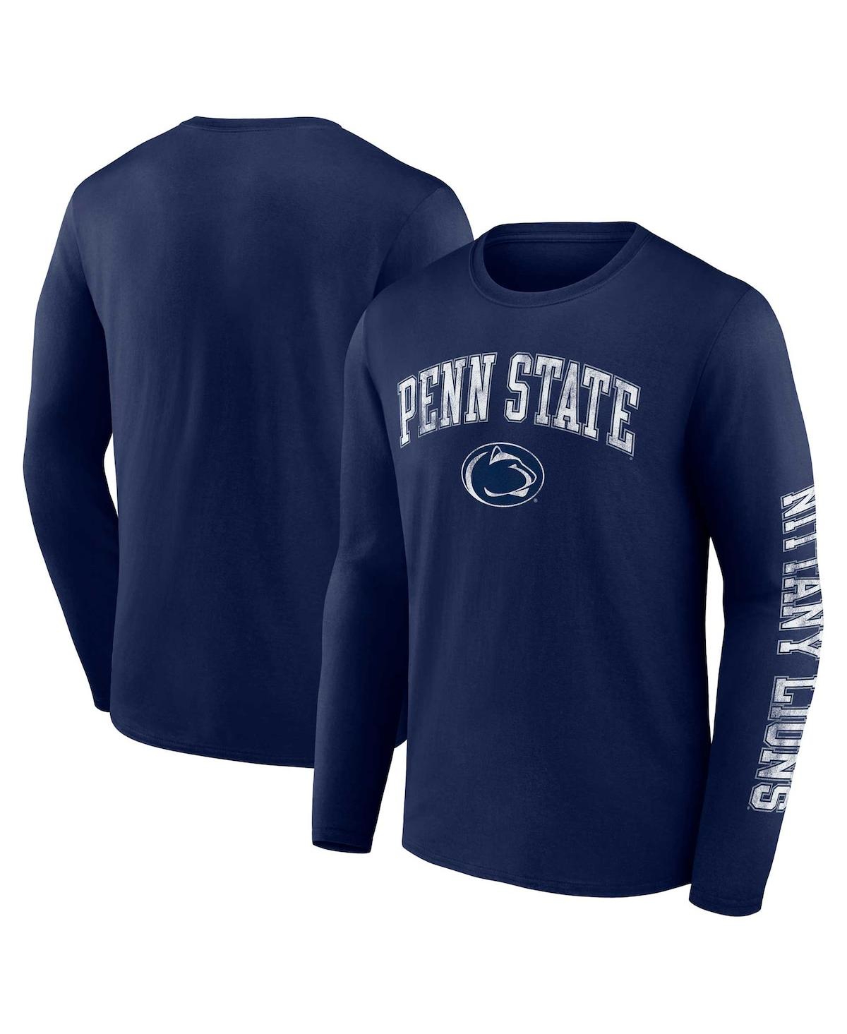 Fanatics Men's  Navy Penn State Nittany Lions Distressed Arch Over Logo Long Sleeve T-shirt