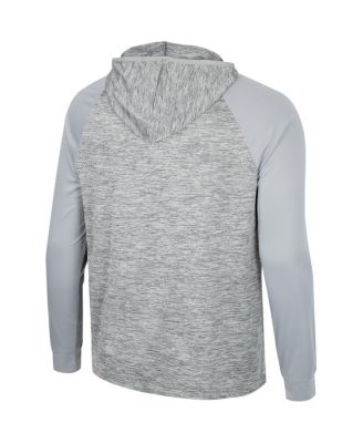 Men's Gray Iowa Hawkeyes Cybernetic Raglan Quarter-Zip Hooded Top
