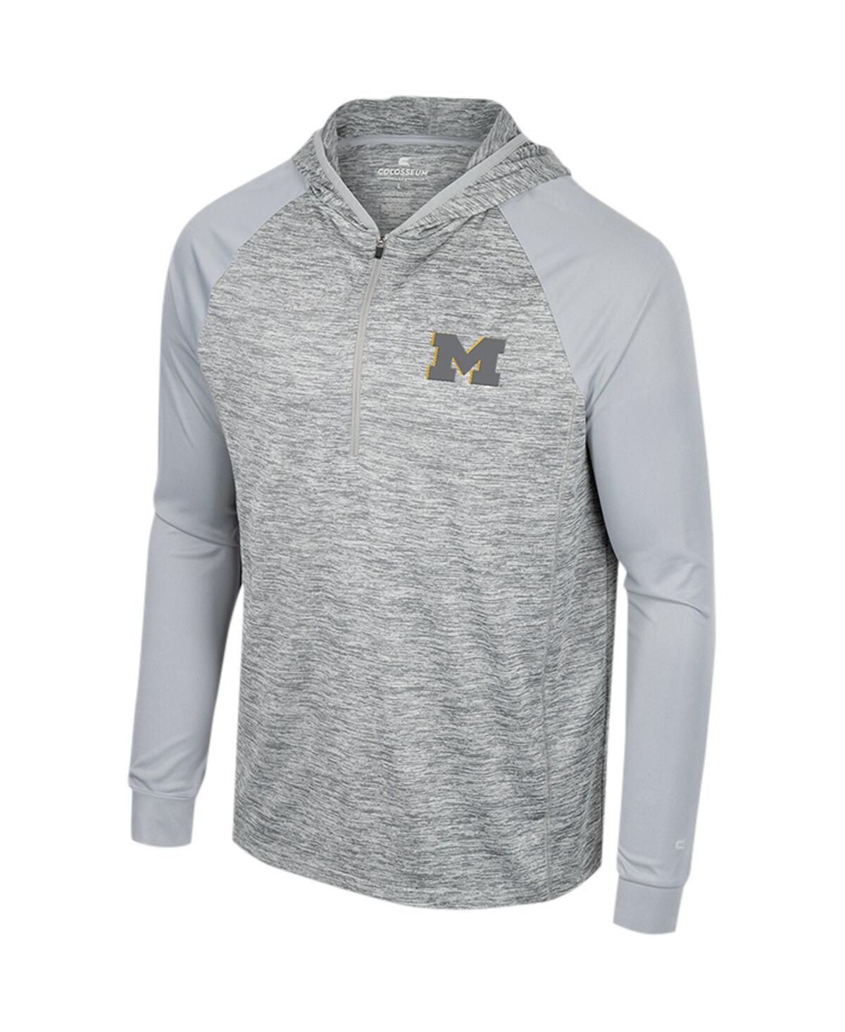 Colosseum Gray Michigan Wolverines Cybernetic Raglan Quarter-zip Hooded Top In Gray