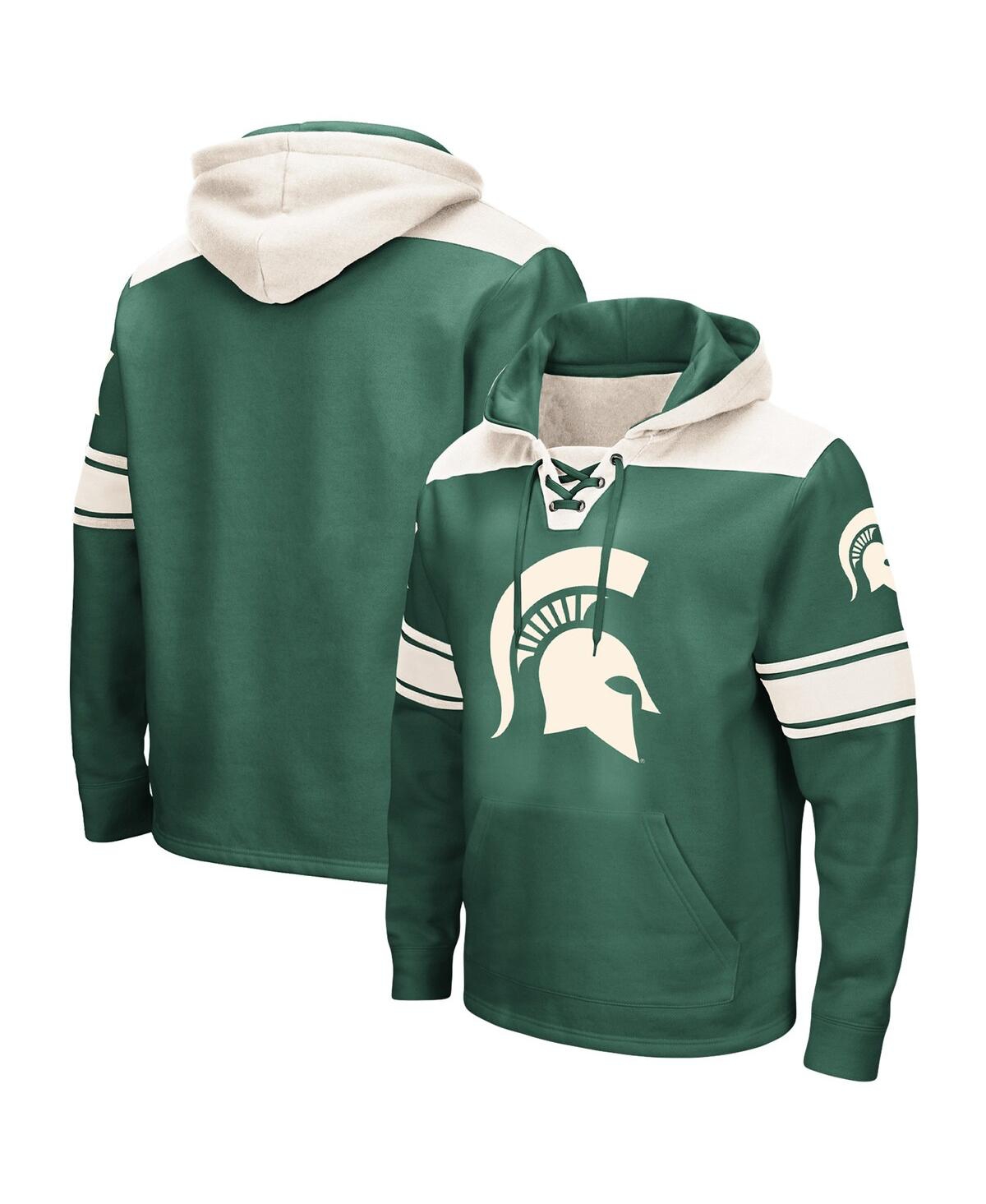 Men's Colosseum Green Michigan State Spartans Big and Tall Hockey Lace-Up Pullover Hoodie - Green