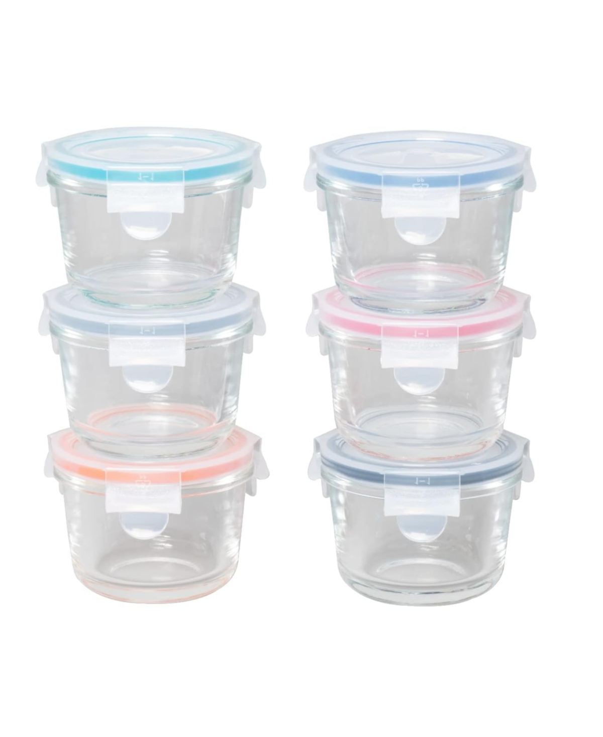 Shop Genicook 12 Pc Round Shape Borosilicate Glass Small Baby-size Meal And Food Storage Containers Set In Multicolor