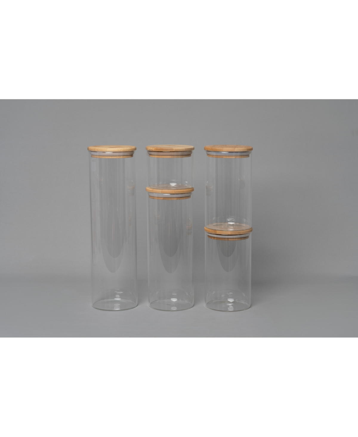 Shop Genicook 5 Pc Borosilicate Glass Canister Set With Bamboo Lids, Glass Containers In No Color