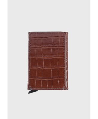Genuine Leather Crocodile Pattern Card Holder