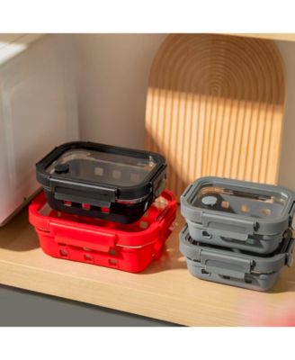 3 Pc Borosilicate Glass Container Set with Glass Lids and Silicone Wrap