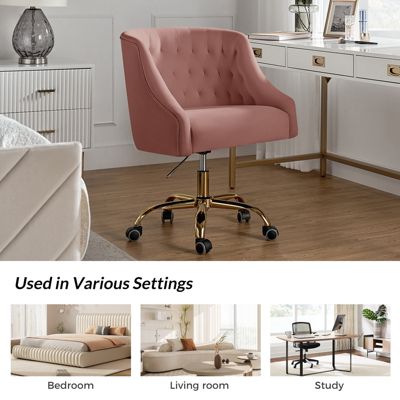   Standard   Velvet, Gold Metal   Stylish, Compact Desk Chair