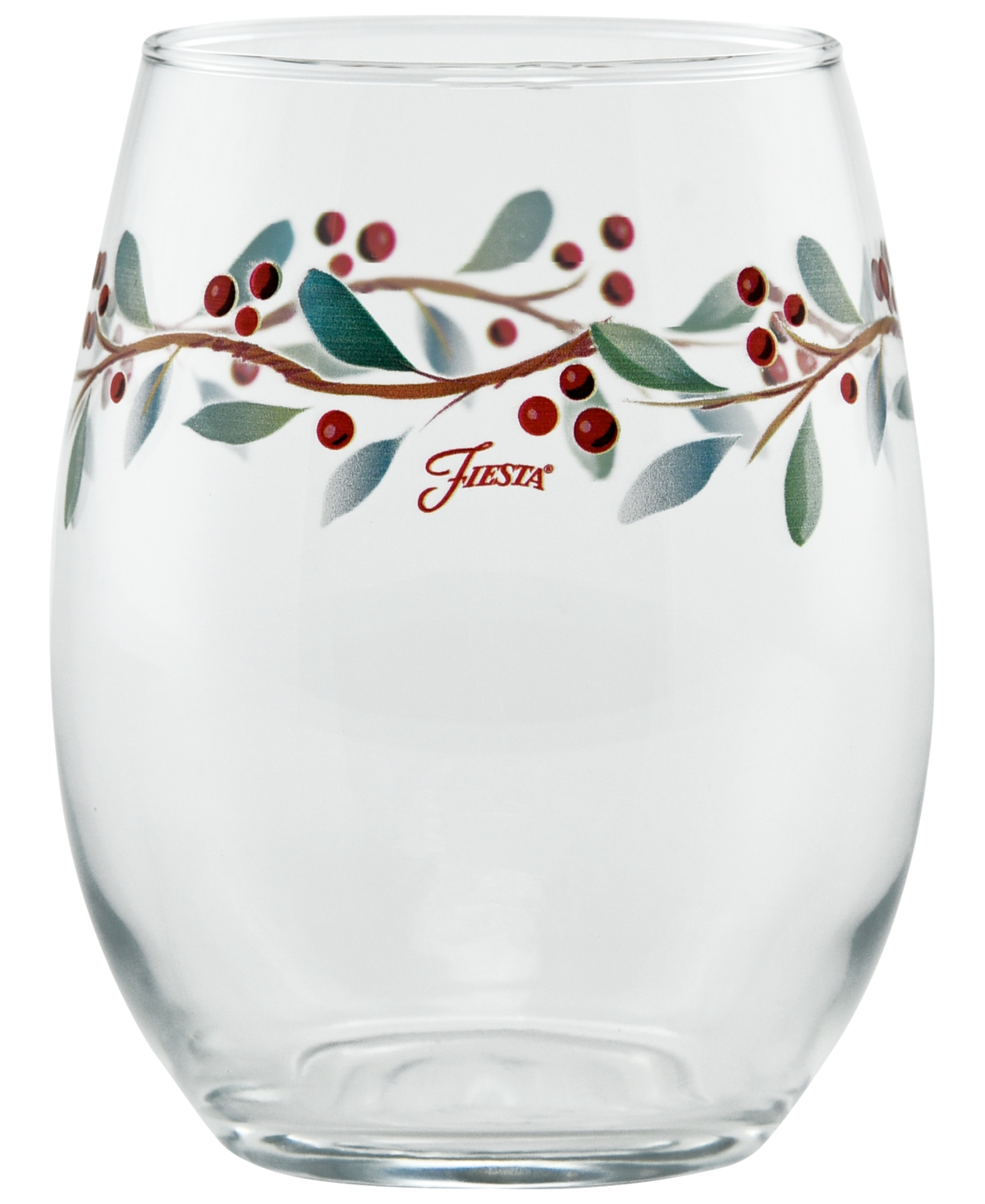 Fiesta Nutcracker Holly Stemless Wine Glasses, Set Of 4 In Red,green