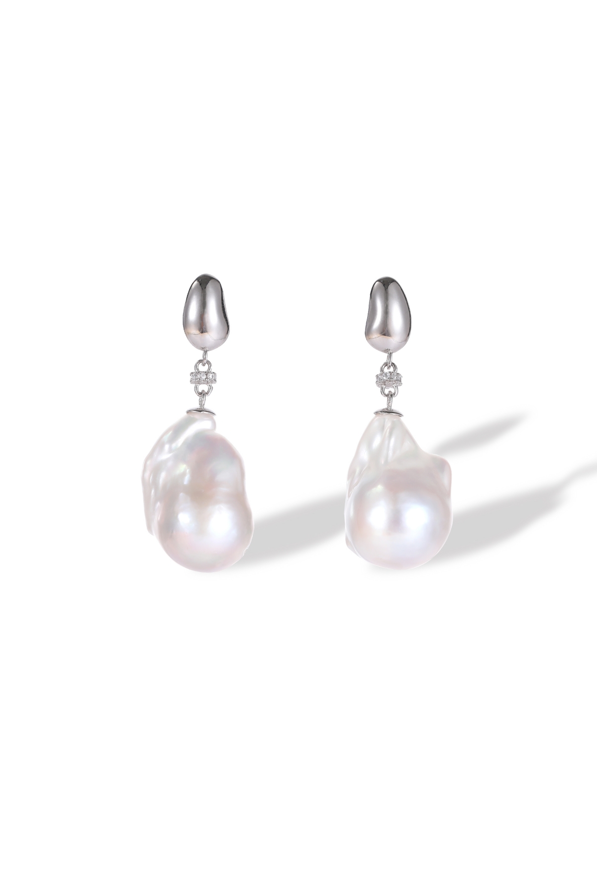 Doris Freshwater Baroque Pearl Drop Earrings - Silver