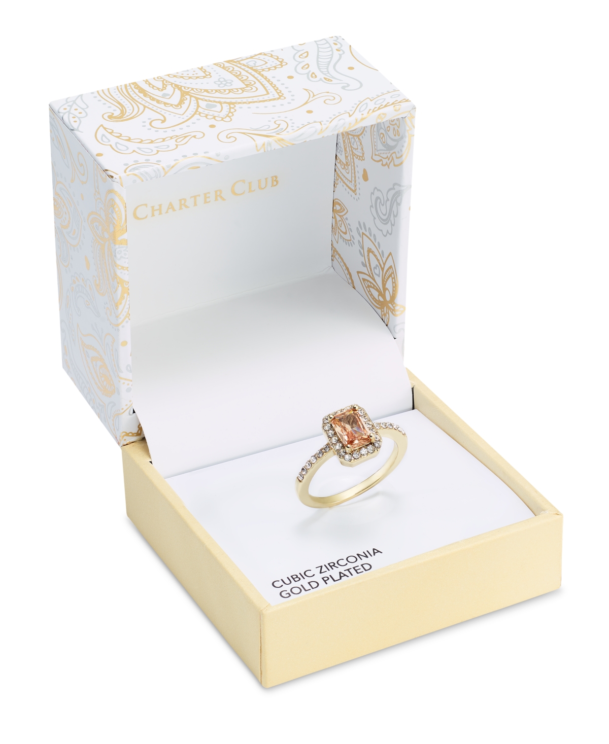 Shop Charter Club Gold-tone Pave & Color Cubic Zirconia Rectangle Halo Ring, Created For Macy's