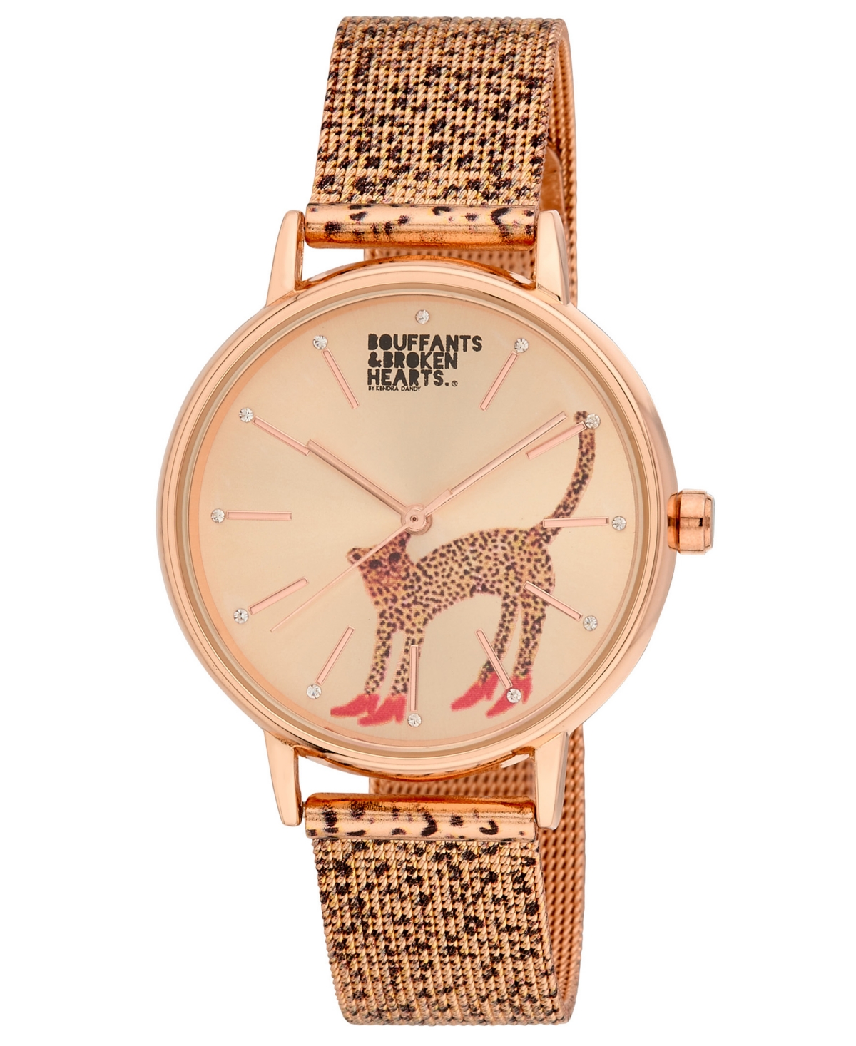 Women's Quartz Bouffants and Broken Hearts Rose Gold-Tone and Black Mesh Alloy Watch 36mm - Rose Gold