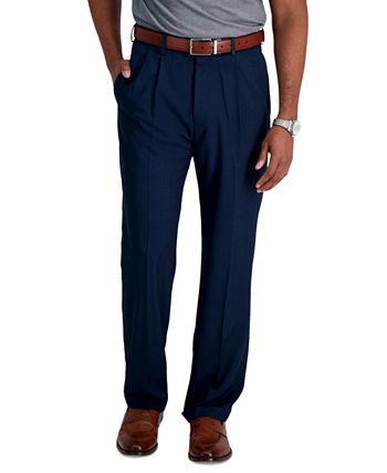 Navy blue high waisted pleated regular fit Dress Pants