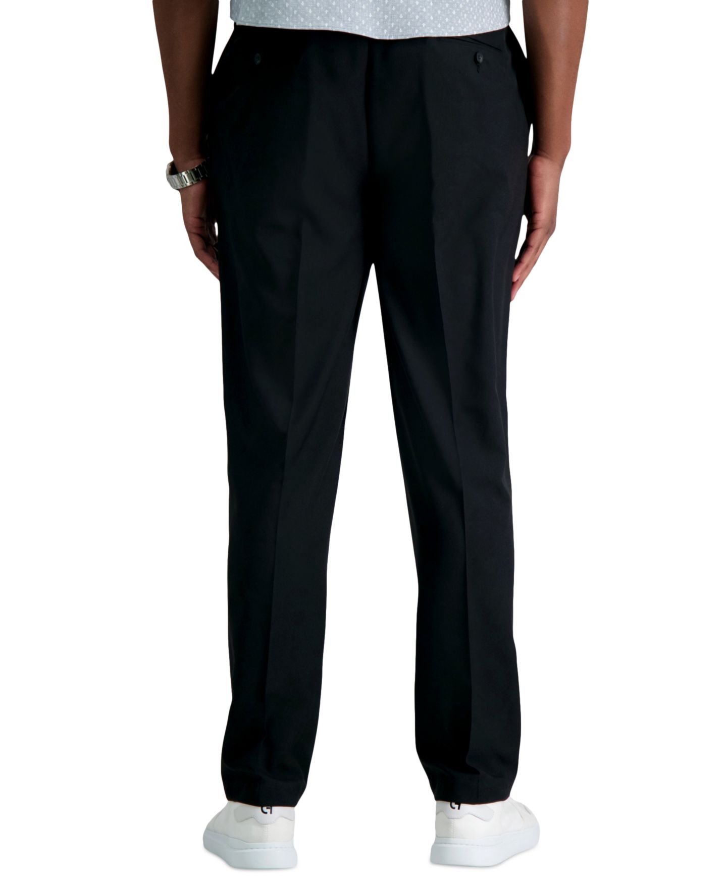 Мужские брюки Haggar Big & Tall Premium Comfort Stretch Classic-Fit Solid Flat Front Dress Pants, цвет: Чёрный — фото 6