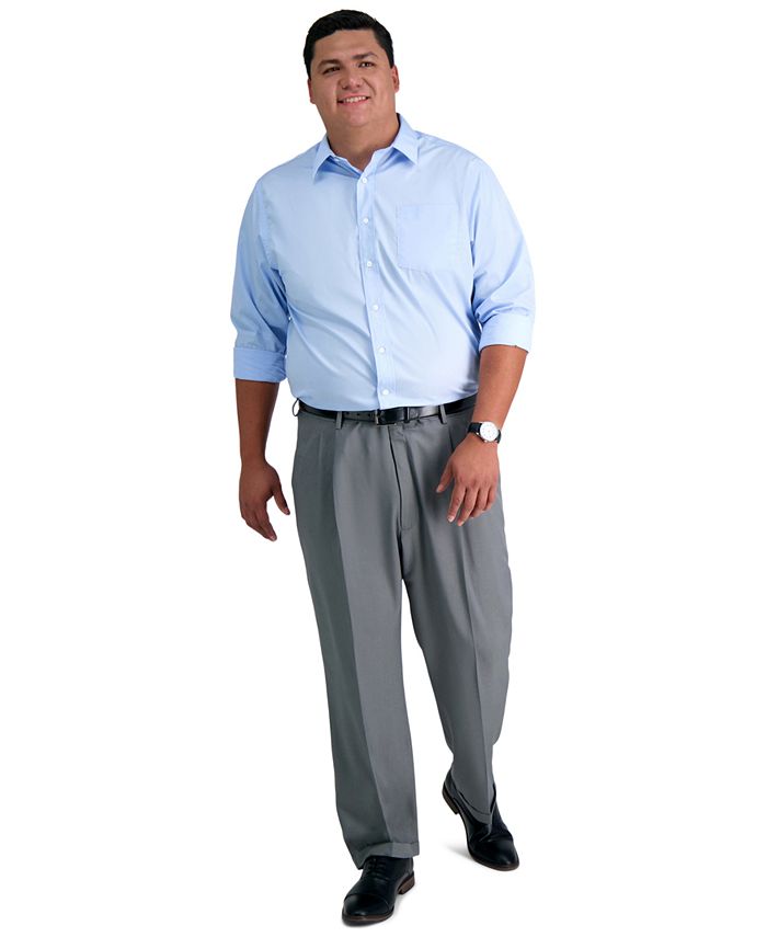 Haggar Men's Big & Tall Premium Comfort Stretch Classic-Fit Solid Pleated  Dress Pants - Macy's