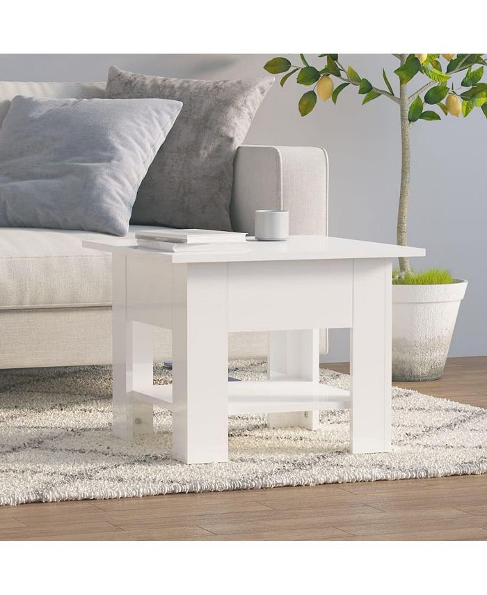 vidaXL Coffee Table High Gloss White 21.7"x21.7"x16.5" Engineered Wood Macy's