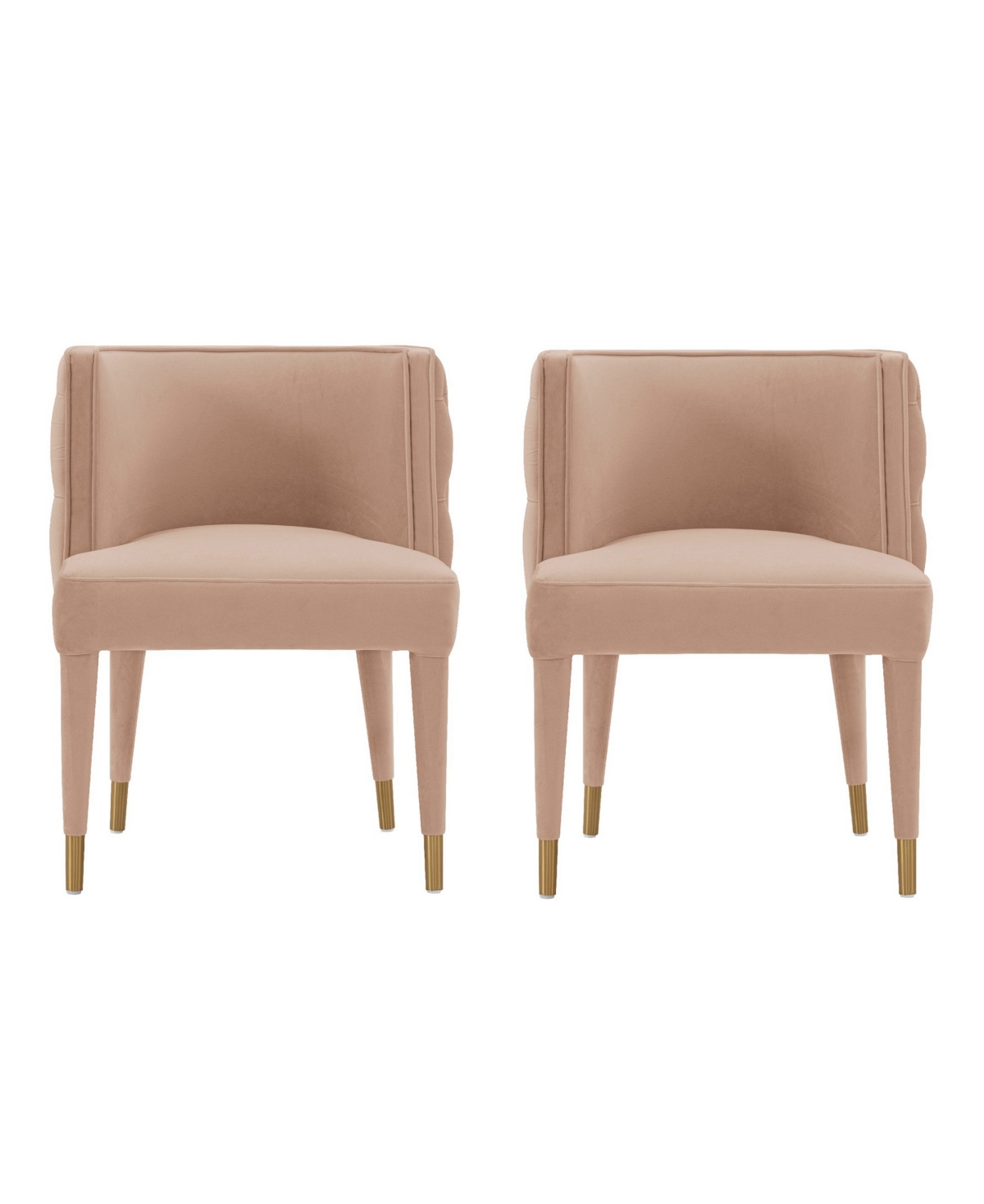 Manhattan Comfort Maya 2-piece Tufted Velvet Upholstered Dining Chair Set In Nude