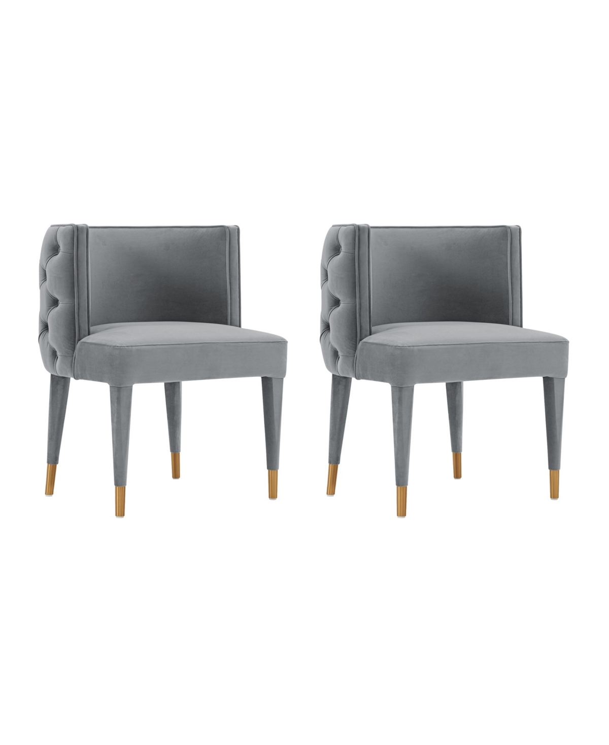 Shop Manhattan Comfort Maya 2-piece Tufted Velvet Upholstered Dining Chair Set In Gray
